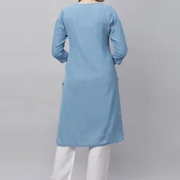 SK Creation Women Solid Denim Kurta image 3