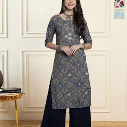 HERE&NOW Women Pack Of 3 Ethnic Motifs Printed Crepe Kurta-picture-13