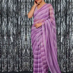 MIRCHI FASHION Striped Sequinned Organza Leheriya Saree-image-19
