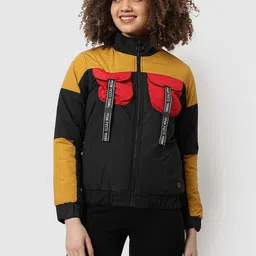 Campus Sutra Women Colourblocked Lightweight Puffer Jacket with Patchwork image 3