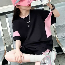 LULU & SKY Girls Colourblocked T-shirt with Shorts image 4