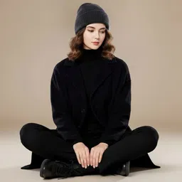 winity classic style( soft warm velvet inside ) winter cap for women Woven Beanie image 3