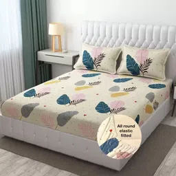 goodlo 240 TC Microfiber Queen Printed Fitted (Elastic) Bedsheet-picture-17