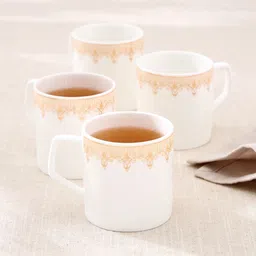 Home Centre White & Off White Ethnic Motifs Porcelain Glossy Core Set of Cups and Mugs-picture-26