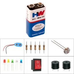 Hi-Watt 9V Battery With 5V Buzzer, Snap Connector, Switch, 1K Ohm Resistor, LDR Photoresistor sensor and 5mm LED-picture-11