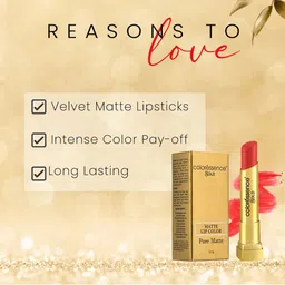 Coloressence Gold Long Lasting Pure Matte Lipstick - 3.3 gm  - Morange - VML - 1 image 3