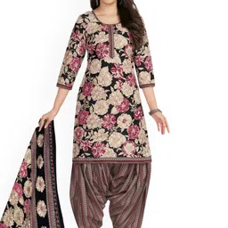 MIRAAN Floral Printed Round Neck Pure Cotton Straight Kurta & Patiala With Dupatta-picture-30