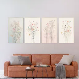 nestroots White & Pink 4 Pieces Floral Canvas Painting Wall Arts-picture-31