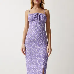 Happiness istanbul Floral Printed Sheath Midi Dress-picture-22