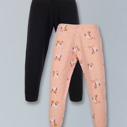 PLUM TREE Girls Pack Of 2 Printed Mid-Rise Ankle Length Leggings-picture-23