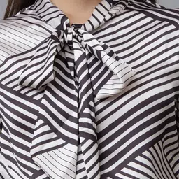 PURYS WORKSPACE Women Abstract Printed Tie-Up Neck Top image 2