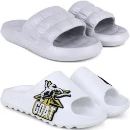 Pampy Angel Men Grey & White Pack of 2 Rubber Sliders-picture-31