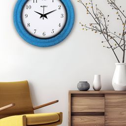 OLIVE TREE Blue & White Round Modern Wall Clock-picture-39