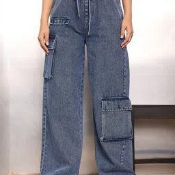 SASSAFRAS Women Relaxed Fit High-Rise Low Distress Light Fade Jeans-image-91
