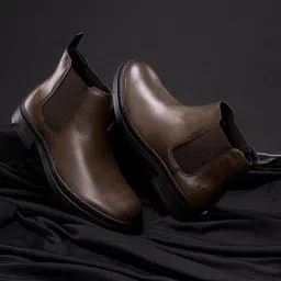 Red Tape Men Leather High-Top Chelsea Boots-image-55