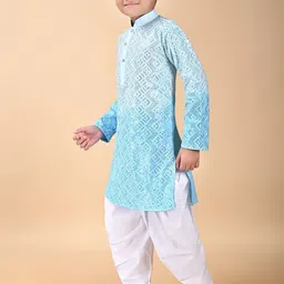 Cae Boys Geometric Printed Pure Cotton Kurta with Dhoti Pants image 2