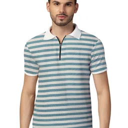 BEYOU FASHION Striped Short Sleeves Polo Collar Cotton T-shirt-picture-34