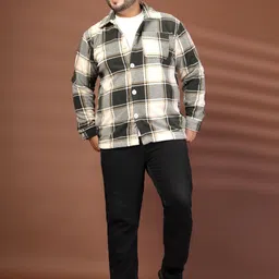 plusS Men Plus Size Spread Collar Checked Tailored Jacket image 5