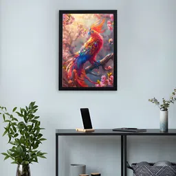 Giftii Red & Blue Parrot Printed Wooden Framed Wall Art-picture-27