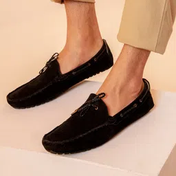 FAUSTO Men Black Suede Casual Loafers-picture-42