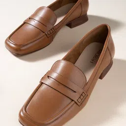 MIORAH Square Toe Lightweight Leather Penny Loafers-picture-26