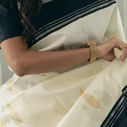 CaniBani Woven Design Zari Silk Blend Handloom Banarasi Saree image 4