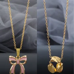 Birado Jewellery Women Set Of 2 Stainless Steel Gold Plated Link Chain Minimal Necklace-image-23