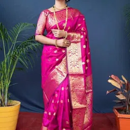 SP TEXTILE CLOTHES Woven Design Zari Silk Blend Handloom Saree-picture-27