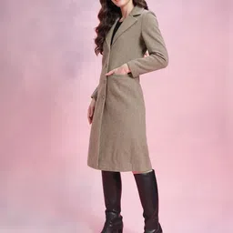 DressBerry Notched Lapel Flannel Longline Overcoat image 4