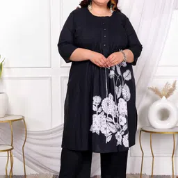 Doriyaan Plus Size Floral Printed Straight Pure Cotton Kurta With Palazzos-picture-42