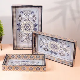 amimashop Wooden Tray set of 3 | Wooden Tray for decoration Tray image 1