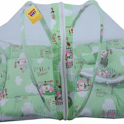 fareto Baby Mattress with Mosquito Net(0-6 Months) (Green) print cartoon image 2