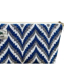 Women Blue, White Cosmetic Bag-image-2