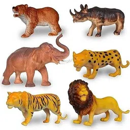Pack of 6 Jungle Animal Figures - Kids' Toys, Birthday Return Gifts Wild Animals-image-0