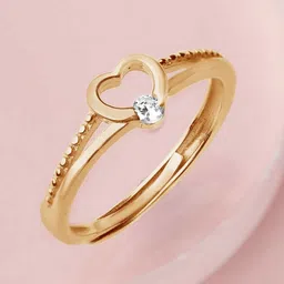 zavya Heartfelt Love Sterling Silver Cubic Zirconia Gold Plated Ring-picture-39
