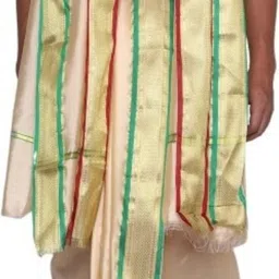 Ishrattextiles ATTARACTIVE SILK DHOTI & DUPATTA TASAR Woven Men Dhoti image 2