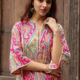 tabeedah Women Self Design Cotton Blend Pakistani Kurta-picture-12