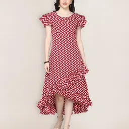 oomph! Women Ruffled Red Maxi/Full Length Dress-picture-16