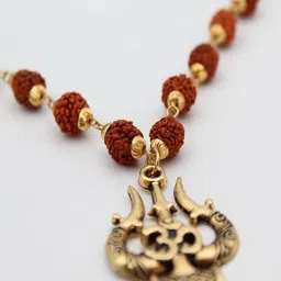 divine rudras Mahakal Locket with Rudraksha Mala, Trishul Damru Pendant, Spiritual Shiva mala Rhodium Plated Rudraksha Chain image 3