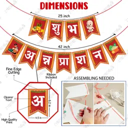 zyozique Red, Gold Shubh Annaprashan Decorations Item-Banner,PhotoBooth,Balloons (Pack Of 51) image 2