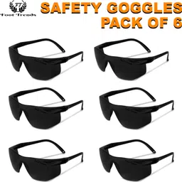 foot trends Pack-6 Polycarbonate Wrap-Around Eye Protection Industrial Black Safety Goggles For Laboratory, Power Tool, Wood-working, Welding, BlowtorchSafety Goggle-picture-17