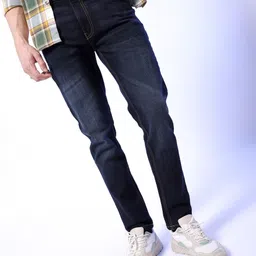 the indian garage co. Men Slim Mid Rise Dark Blue Jeans-picture-18