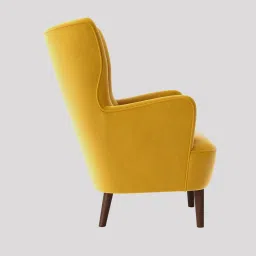 casacraft from pepperfry Ludwi Velvet Wing Chair In Yellow Colour image 5