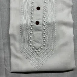 saif chikan handicraft Men Cotton Blend Kurta Pyjama Set image 3