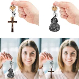m men style Lord Jesus Keychain Combo– Sacred Heart Religious Keyring Set SkeyCom634-665 Key Chain image 3