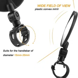 uspot Manual Rear View Mirror For KTM, Honda, TVS, Royal Enfield, Yamaha, Universal For Bike Universal For Bike, Pulsar 180 DTS-i, Duke 200, R15 image 3