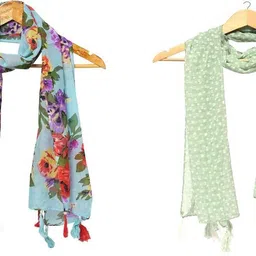 mss fashion Printed Chiffon Women Multicolor Stole, Scarf, Fancy Scarf-picture-46