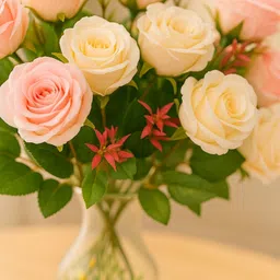 artsy Artificial flowers for Home Decoration Rose Flower Bunch Pink Cream Multicolor Rose Artificial Flower image 3