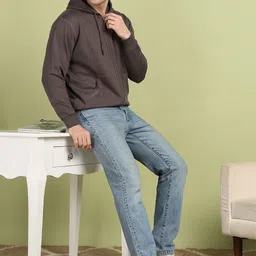 alan jones Men Full Sleeve Solid Hooded Sweatshirt image 2