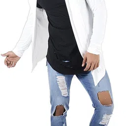 glampanda Men Jacket Style Full Sleeve White Shrug image 1